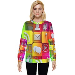 Colorful 3d Social Media Hidden Pocket Sweatshirt