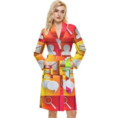 Colorful 3d Social Media Long Sleeve Velvet Robe by Ket1n9