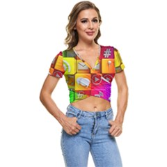 Colorful 3d Social Media Short Sleeve Foldover T-shirt by Ket1n9