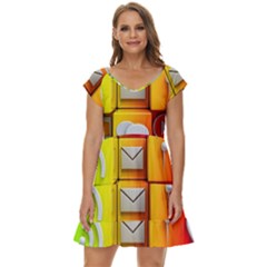 Colorful 3d Social Media Short Sleeve Tiered Mini Dress by Ket1n9