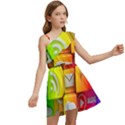 Colorful 3d Social Media Kids  One Shoulder Party Dress View2