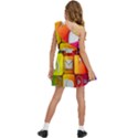 Colorful 3d Social Media Kids  One Shoulder Party Dress View4