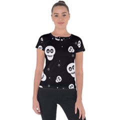 Skull Pattern Short Sleeve Sports Top  by Ket1n9