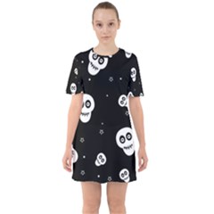 Skull Pattern Sixties Short Sleeve Mini Dress by Ket1n9