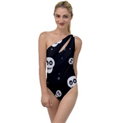 Skull Pattern To One Side Swimsuit by Ket1n9