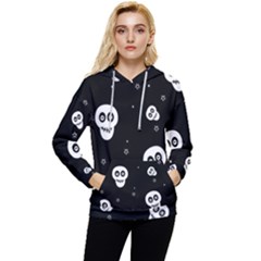 Skull Pattern Women s Lightweight Drawstring Hoodie