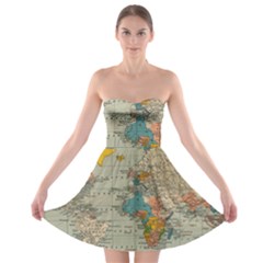 Vintage World Map Strapless Bra Top Dress by Ket1n9