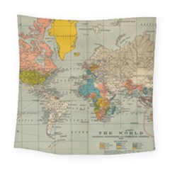 Vintage World Map Square Tapestry (large)