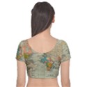 Vintage World Map Velvet Short Sleeve Crop Top  View2