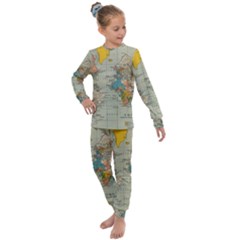 Vintage World Map Kids  Long Sleeve Set  by Ket1n9