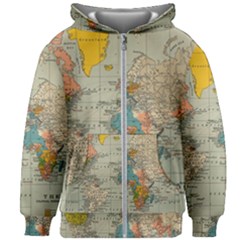 Vintage World Map Kids  Zipper Hoodie Without Drawstring