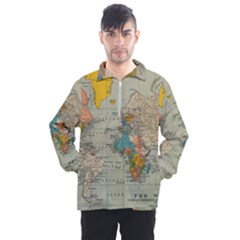 Vintage World Map Men s Half Zip Pullover