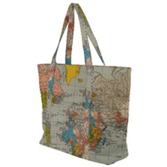 Vintage World Map Zip Up Canvas Bag by Ket1n9