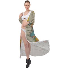 Vintage World Map Maxi Chiffon Beach Wrap by Ket1n9