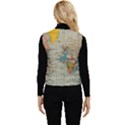 Vintage World Map Women s Button Up Puffer Vest View2