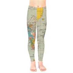 Vintage World Map Kids  Classic Winter Leggings