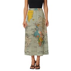 Vintage World Map Classic Midi Chiffon Skirt by Ket1n9