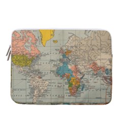 Vintage World Map 14  Vertical Laptop Sleeve Case With Pocket by Ket1n9