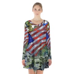 Usa United States Of America Images Independence Day Long Sleeve Velvet V-neck Dress