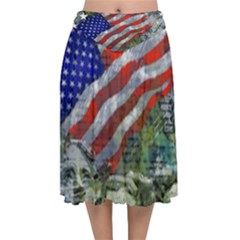 Usa United States Of America Images Independence Day Velvet Flared Midi Skirt