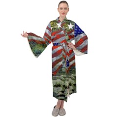 Usa United States Of America Images Independence Day Maxi Velvet Kimono by Ket1n9