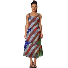 Usa United States Of America Images Independence Day Square Neckline Tiered Midi Dress by Ket1n9