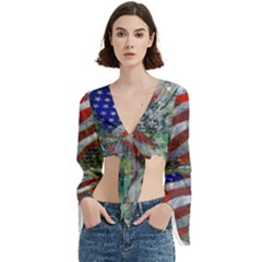 Usa United States Of America Images Independence Day Trumpet Sleeve Cropped Top