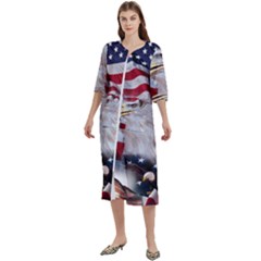 United States Of America Images Independence Day Women s Cotton 3/4 Sleeve Nightgown by Ket1n9