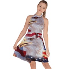 United States Of America Images Independence Day Sleeveless Halter Neck A-line Dress by Ket1n9