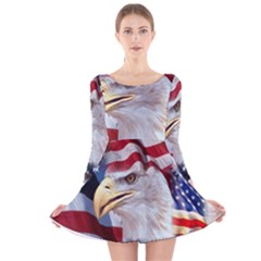 United States Of America Images Independence Day Long Sleeve Velvet Skater Dress