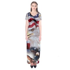 United States Of America Images Independence Day Short Sleeve Maxi Dress by Ket1n9