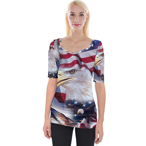 United States Of America Images Independence Day Wide Neckline T-shirt by Ket1n9