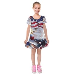 United States Of America Images Independence Day Kids  Short Sleeve Velvet Dress