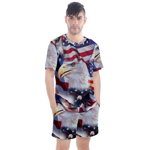 United States Of America Images Independence Day Men s Mesh T-shirt And Shorts Set by Ket1n9