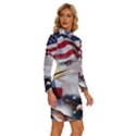 United States Of America Images Independence Day Long Sleeve Shirt Collar Bodycon Dress View3