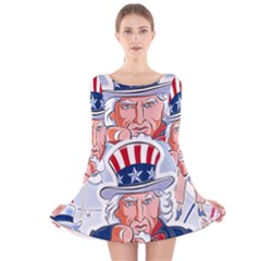 Independence Day United States Of America Long Sleeve Velvet Skater Dress