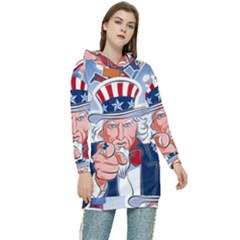 Independence Day United States Of America Women s Long Oversized Pullover Hoodie