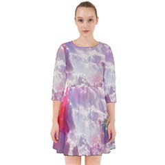 Clouds Multicolor Fantasy Art Skies Smock Dress