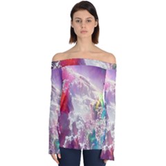 Clouds Multicolor Fantasy Art Skies Off Shoulder Long Sleeve Top by Ket1n9