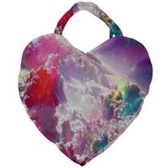 Clouds Multicolor Fantasy Art Skies Giant Heart Shaped Tote by Ket1n9