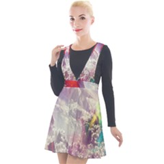 Clouds Multicolor Fantasy Art Skies Plunge Pinafore Velour Dress by Ket1n9