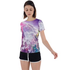 Clouds Multicolor Fantasy Art Skies Back Circle Cutout Sports T-shirt by Ket1n9