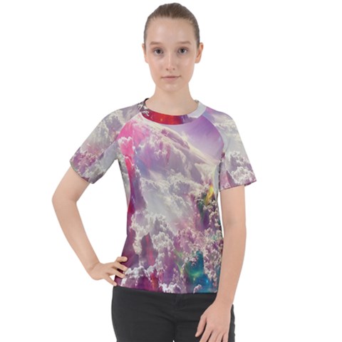 Clouds Multicolor Fantasy Art Skies Women s Sport Raglan T-shirt by Ket1n9