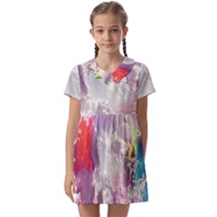 Clouds Multicolor Fantasy Art Skies Kids  Asymmetric Collar Dress by Ket1n9