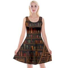 Books Library Reversible Velvet Sleeveless Dress