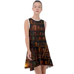 Books Library Frill Swing Dress by Ket1n9