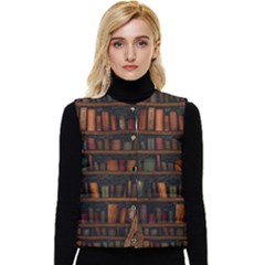 Books Library Women s Button Up Puffer Vest by Ket1n9