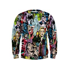 Vintage Horror Collage Pattern Kids  Sweatshirt