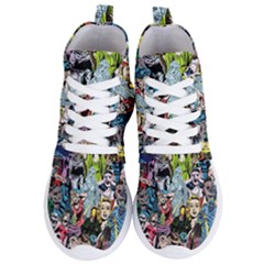 Vintage Horror Collage Pattern Women s Lightweight High Top Sneakers