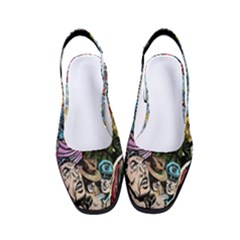 Vintage Horror Collage Pattern Women s Classic Slingback Heels by Ket1n9